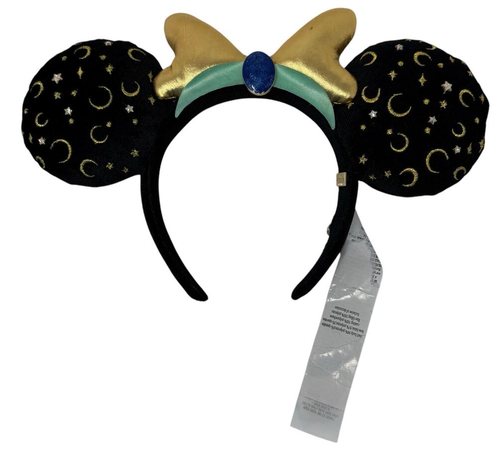 Disney Parks Sorcerer Moon & Stars Minnie Mouse Ears‎ Headband Jewel Gold Bow